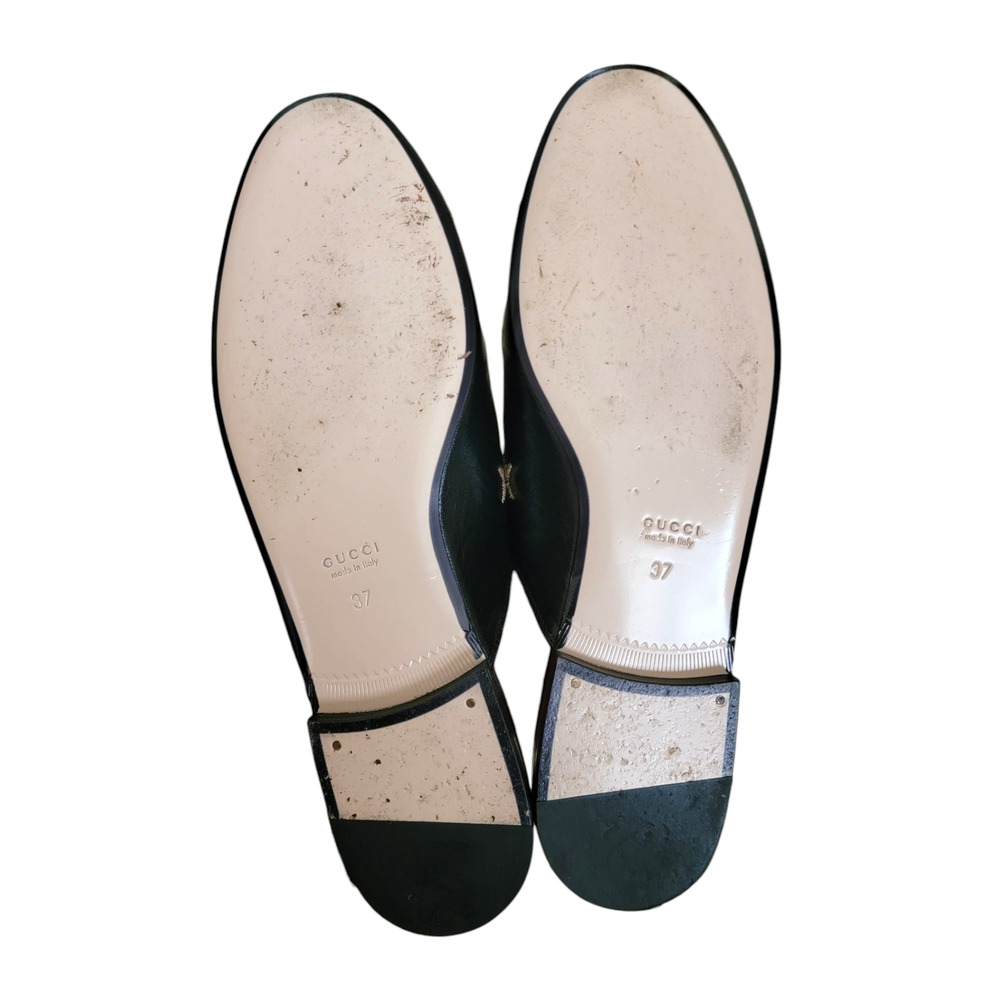 Gucci Bee Star Black Leather Horsebit Princetown Loafers Slides Flats Mules 7 37 - Picture 3 of 11